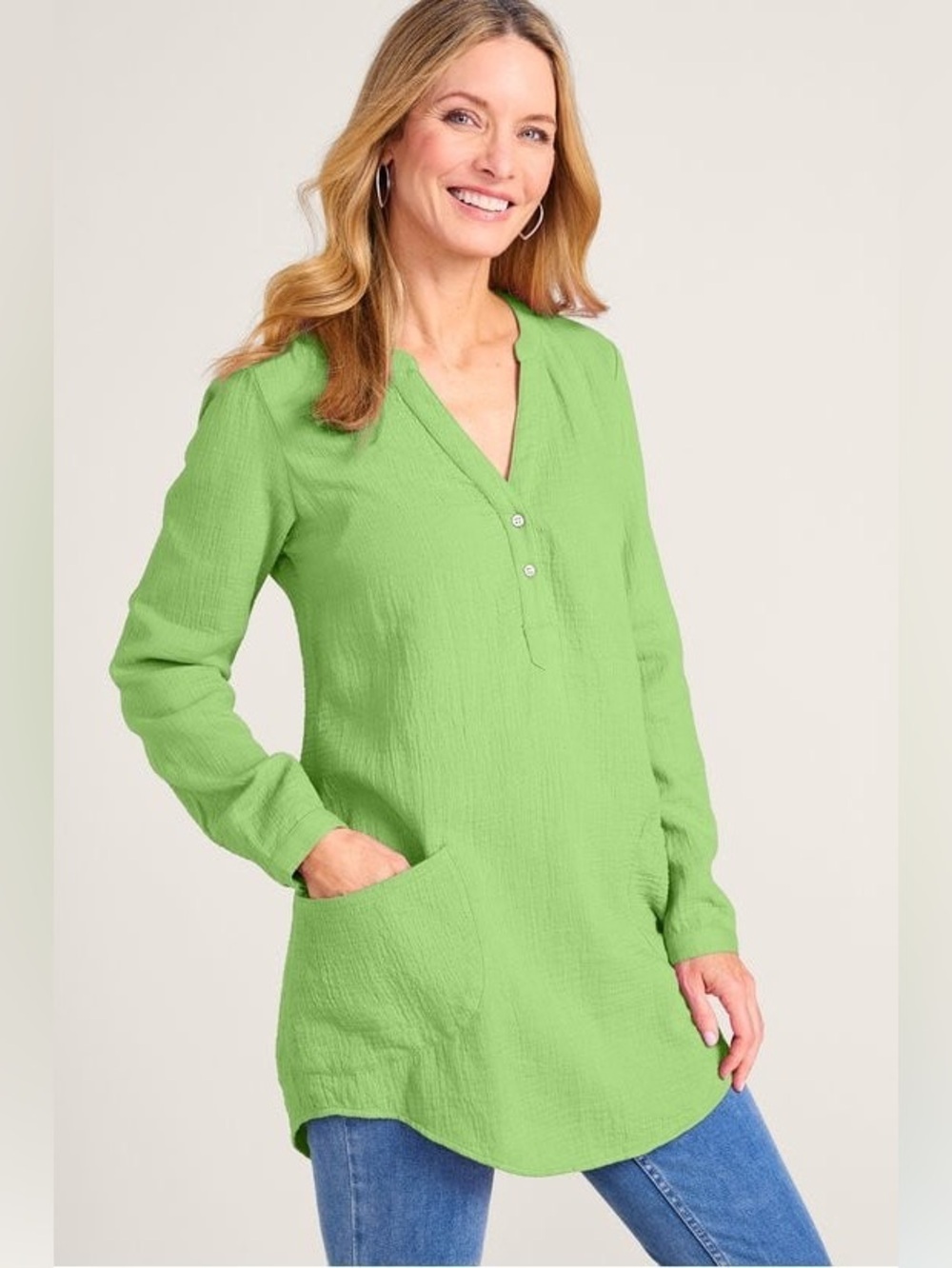 Soft Surroundings Santorini Gauze Pullover Women’s Medium Petite